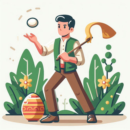 Golf player in the park. Vector illustration in cartoon style.のイラスト素材