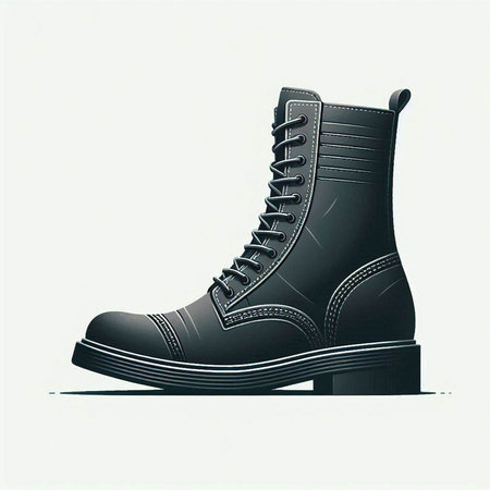 Black men's boot isolated on a white background. Vector illustration.のイラスト素材
