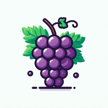 Grape fruit icon. Vector illustration of a bunch of grapes.のイラスト素材