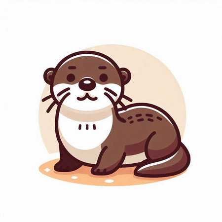 Cute otter. Hand drawn vector illustration in cartoon style.のイラスト素材