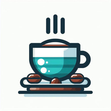 Coffee cup with saucer and beans. Vector illustration.のイラスト素材