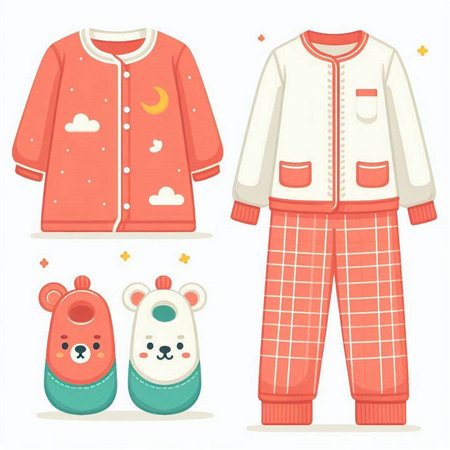 Set of pajamas for children. Vector illustration in cartoon style.のイラスト素材