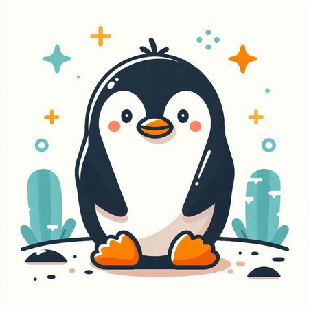 Cartoon penguin isolated on a white background. Vector illustration.のイラスト素材