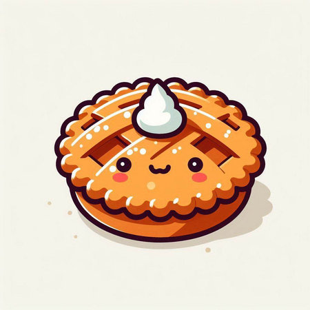 Cute cookie cartoon vector illustration. Cute sweet cookie with cream.のイラスト素材