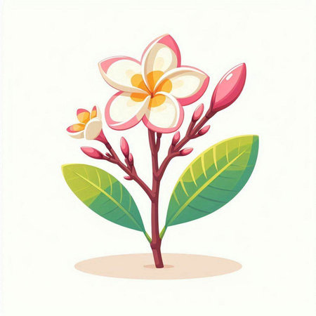 Plumeria flower on white background. Vector illustration. Flat style.のイラスト素材