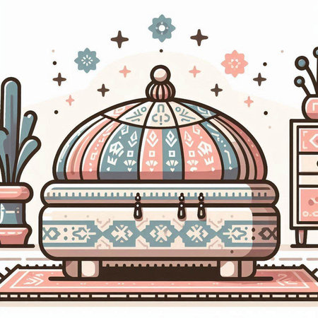 Vector illustration of a cactus in a pot with a dome.のイラスト素材