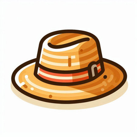 Straw hat isolated on a white background. Cartoon style. Vector illustration.のイラスト素材