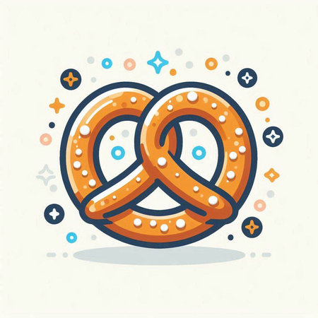 Bavarian pretzel icon in flat style. Vector illustration.のイラスト素材