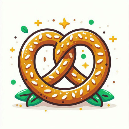 Bavarian pretzel vector illustration. Cute cartoon style.のイラスト素材