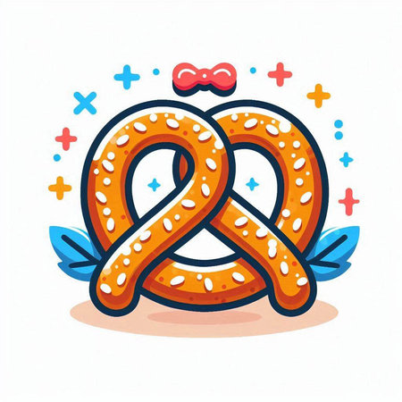 Pretzel icon in flat style. Bakery symbol. Vector illustration.のイラスト素材