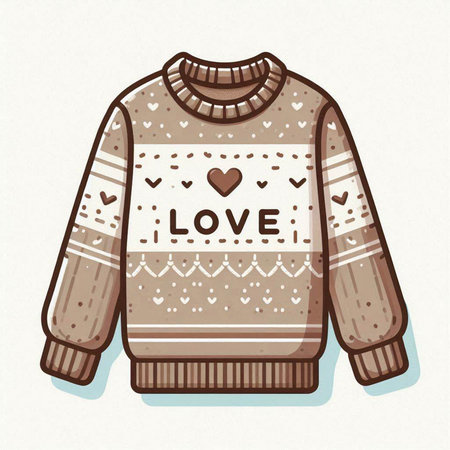 Vector illustration of a knitted sweater with the inscription I love you.のイラスト素材