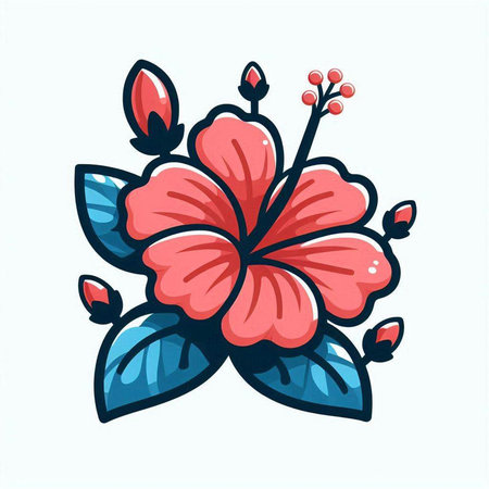 Hibiscus flower icon. Hand drawn vector illustration in cartoon style.のイラスト素材