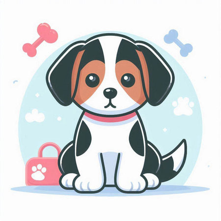 Cute cartoon dog sitting on the floor. Vector illustration of a pet.のイラスト素材