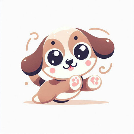 Cute cartoon dog on white background. Hand drawn vector illustration.のイラスト素材