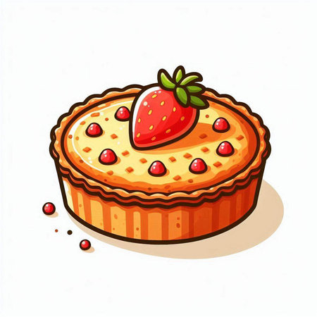 Strawberry pie isolated on a white background. Vector illustration.のイラスト素材