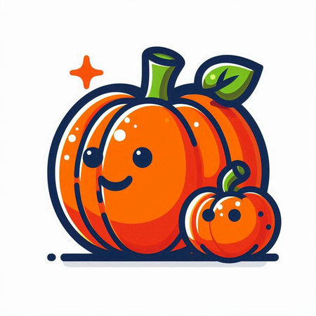 Pumpkin with two pumpkins on white background. Vector illustration.のイラスト素材