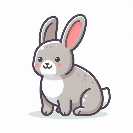 Cute little rabbit isolated on white background. Vector cartoon illustration.のイラスト素材