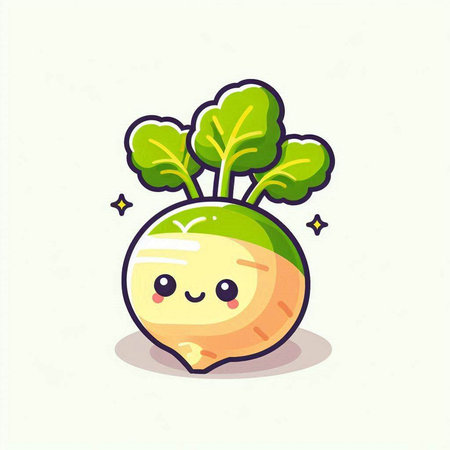 Cute kawaii turnip icon. Vegetable character. Vector illustrationのイラスト素材
