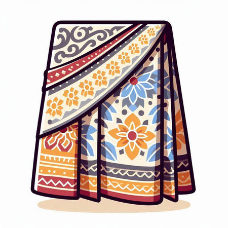 Illustration of traditional indian tent with floral ornament on white backgroundのイラスト素材
