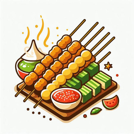 Illustration of sushi and rolls with wasabi and mayonnaiseのイラスト素材