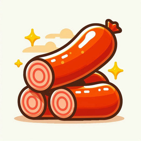 Sausage on a white background. Vector illustration of sausage.のイラスト素材