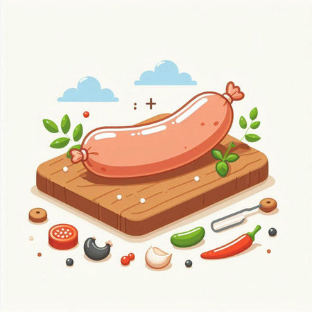Sausage icon. Cartoon illustration of sausage icon for web designのイラスト素材
