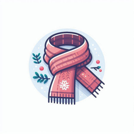 Winter scarf with snowflakes. Vector illustration in flat style.のイラスト素材