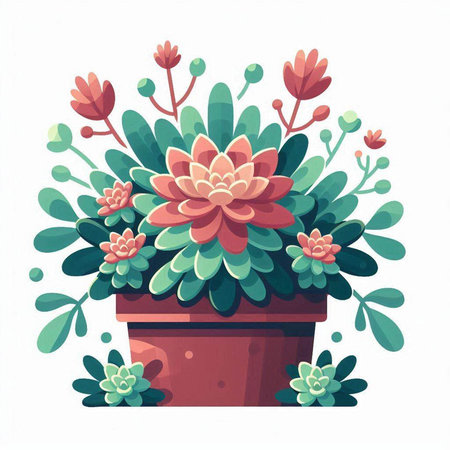 Succulent plant in a pot on a white background. Vector illustration.のイラスト素材