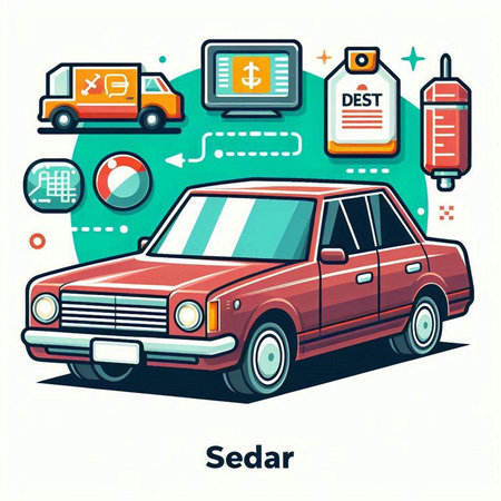 Vector illustration of car service concept with flat icons. Car repair and service.のイラスト素材