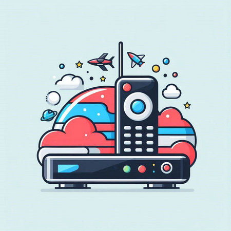 Vector illustration of mobile phone and cloud computing. Line art style.のイラスト素材