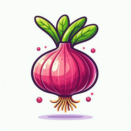 Illustration of red onion isolated on white background. Vector illustration.のイラスト素材