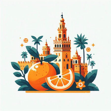 Tunisian city. Colorful vector illustration in flat styleのイラスト素材
