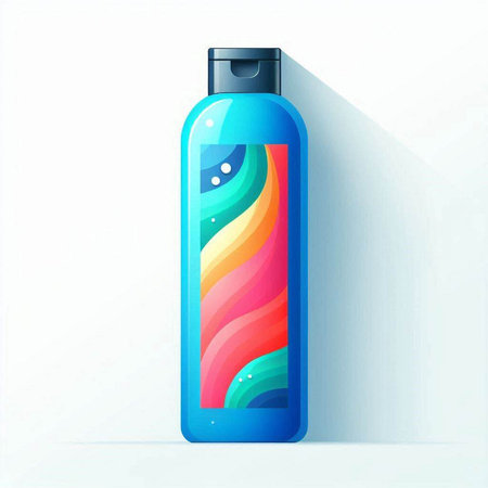 Cosmetic bottle with multicolored liquid soap. Vector illustration.のイラスト素材