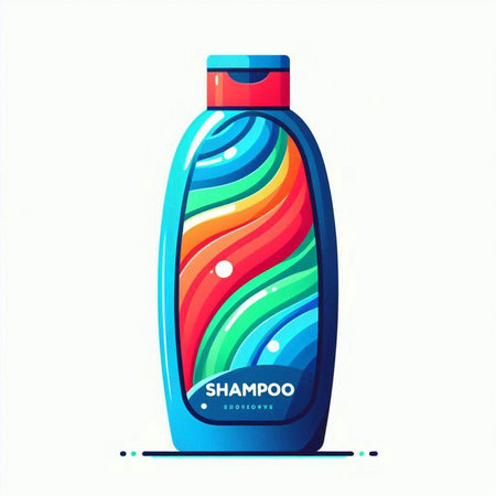 Bottle of shampoo or shower gel. Colorful vector illustration.のイラスト素材