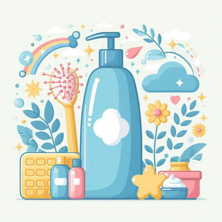 Cosmetics and skin care products in flat style. Vector illustration.のイラスト素材