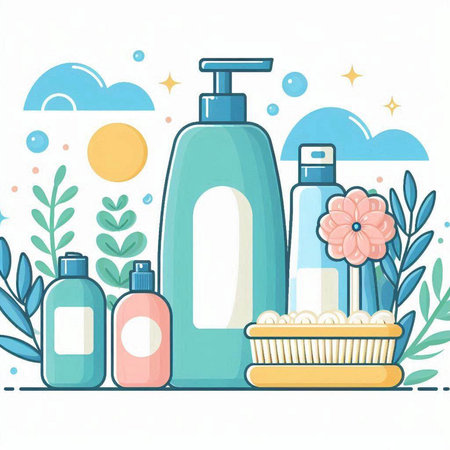 Cosmetics and skin care products. Vector illustration in cartoon style.のイラスト素材