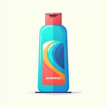 Vector illustration of a bottle of shampoo. Flat style. Isolated on white background.のイラスト素材
