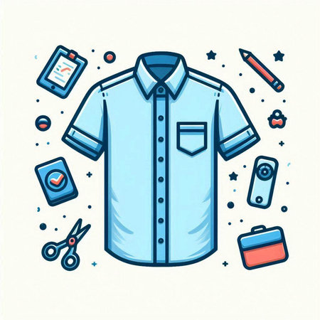 Men's shirt and accessories. Vector illustration in doodle style.のイラスト素材