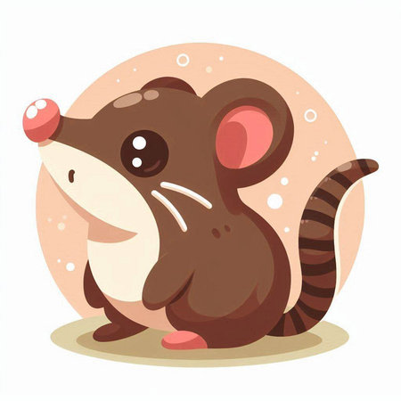 Cute cartoon rat. Vector illustration of a mouse on a white background.のイラスト素材