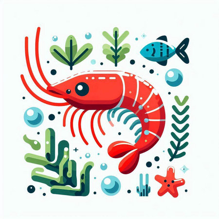 Seafood vector illustration. Seafood flat design. Seafood icons.のイラスト素材