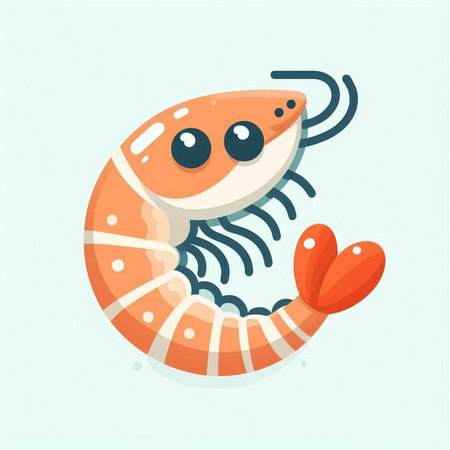 Cute cartoon shrimp. Vector illustration isolated on a white background.のイラスト素材