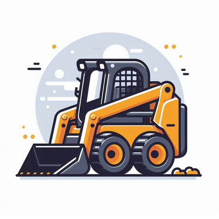 Bulldozer. Heavy duty construction equipment. Vector flat illustration.のイラスト素材