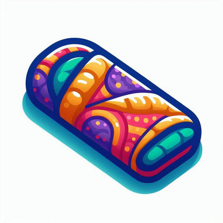 Illustration of a colorful ice cream roll isolated on a white backgroundのイラスト素材