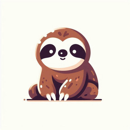 Cute cartoon sloth. Vector illustration isolated on white background.のイラスト素材