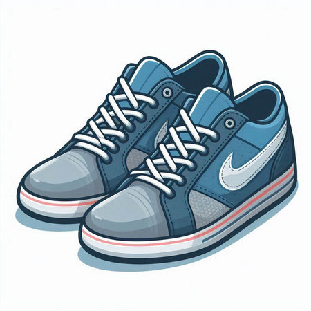 Blue sneakers isolated on a white background. Vector illustration of sneakers.のイラスト素材
