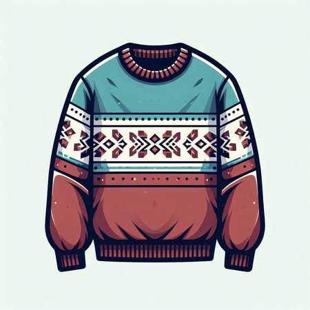 Knitted sweater with a pattern of geometric elements. Vector illustration.のイラスト素材