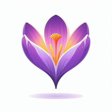 Beautiful purple crocus flower on white background. Vector illustration.のイラスト素材