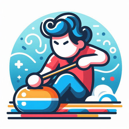 Illustration of a man playing snowballs. Vector illustration in a flat style.のイラスト素材