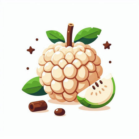 Custard apple vector illustration isolated on white background. Custard apple vector illustration.のイラスト素材