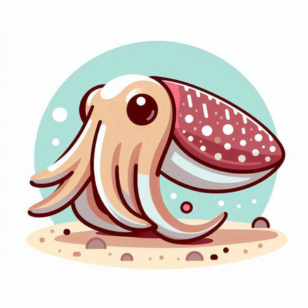 Octopus on the beach. Colorful vector illustration in cartoon style.のイラスト素材